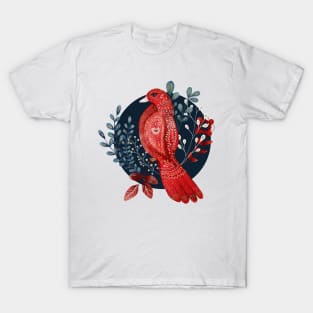 Nordic Folk Art Bird, Woodland Animal Folk Art Bird T-Shirt